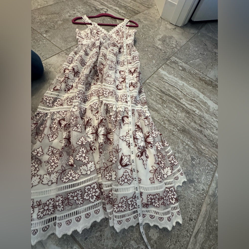 Anthropologie Tiered V-Neck Embroidered Midi Floral Dress Small Petite - Picture 15 of 16